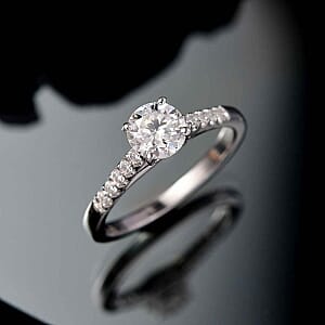 Moissanite 1.14 ctw Ring in Rhodium Over Sterling Silver (Size 11.5)