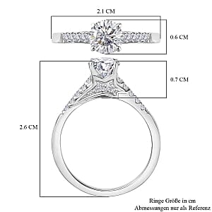 Moissanite 1.14 ctw Ring in Rhodium Over Sterling Silver (Size 11.5)