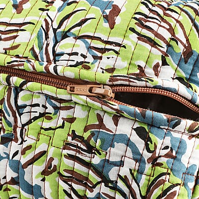 Green Quilted Fabric Set of 4 Pouches with Zipper Closure