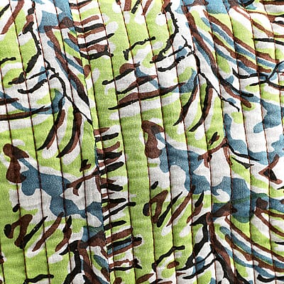 Green Quilted Fabric Set of 4 Pouches with Zipper Closure