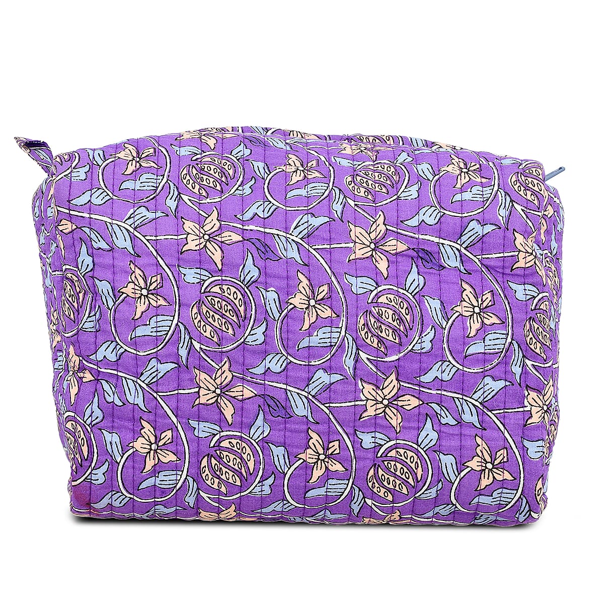 Violet Quilted Fabric Set of 4 Pouches with Zipper Closure image number 0