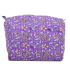 Violet Quilted Fabric Set of 4 Pouches with Zipper Closure