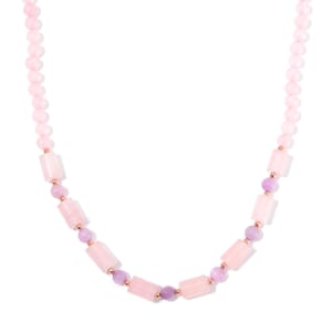 Galilea Rose Quartz and Kunzite 135.00 ctw Necklace 18-20 Inches in Rosetone 