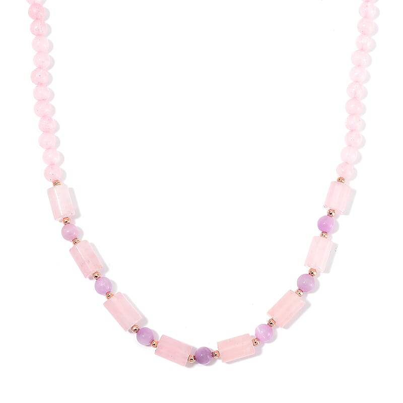 Galilea Rose Quartz and Kunzite 135.00 ctw Necklace 18-20 Inches in Rosetone 