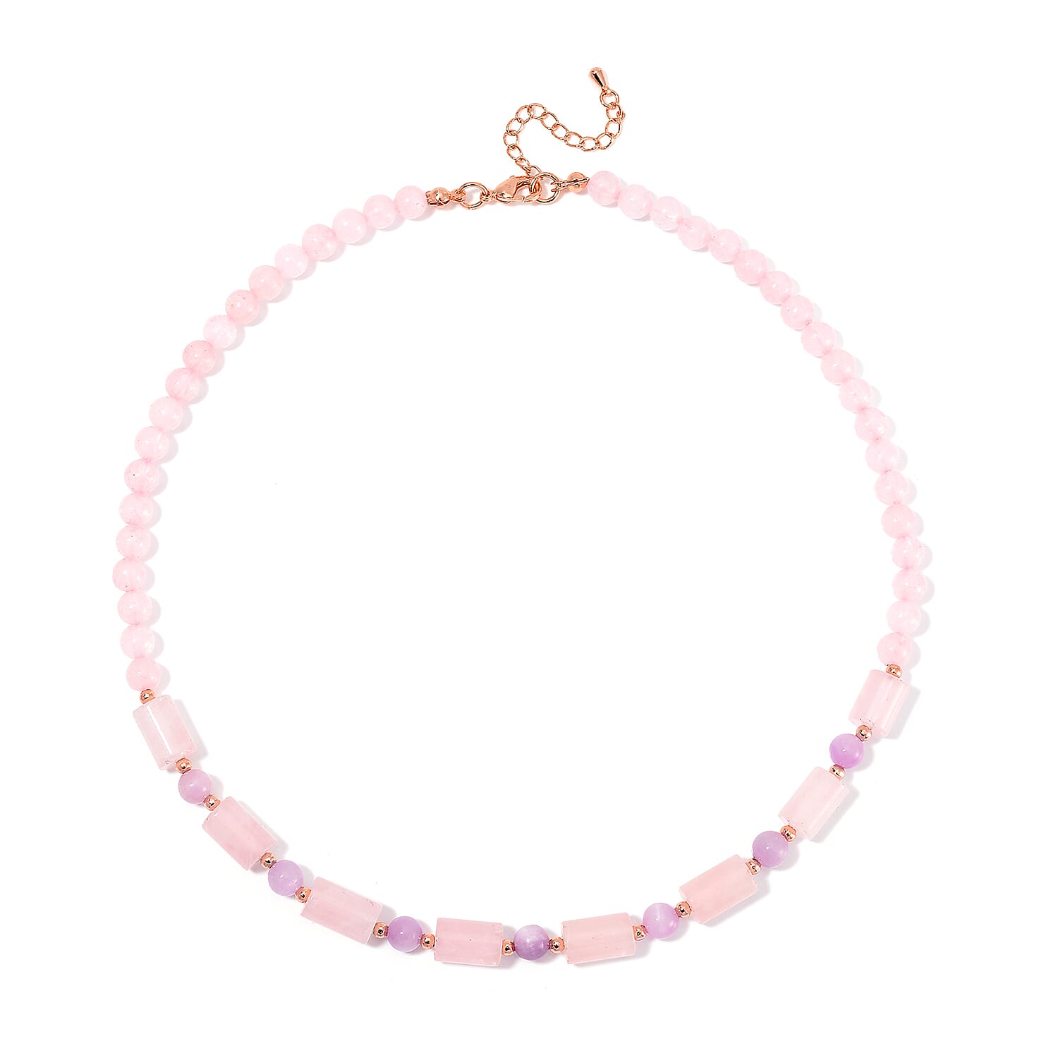 Galilea Rose Quartz and Kunzite 135.00 ctw Necklace 18-20 Inches in Rosetone 