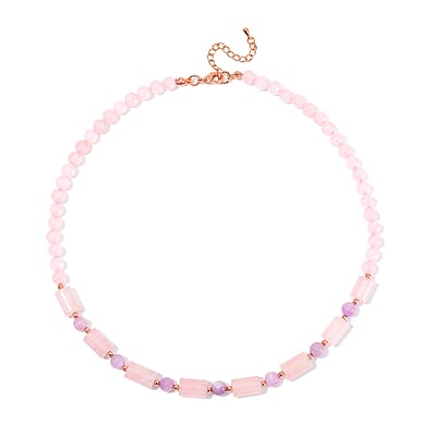 Galilea Rose Quartz and Kunzite 135.00 ctw Necklace 18-20 Inches in Rosetone 