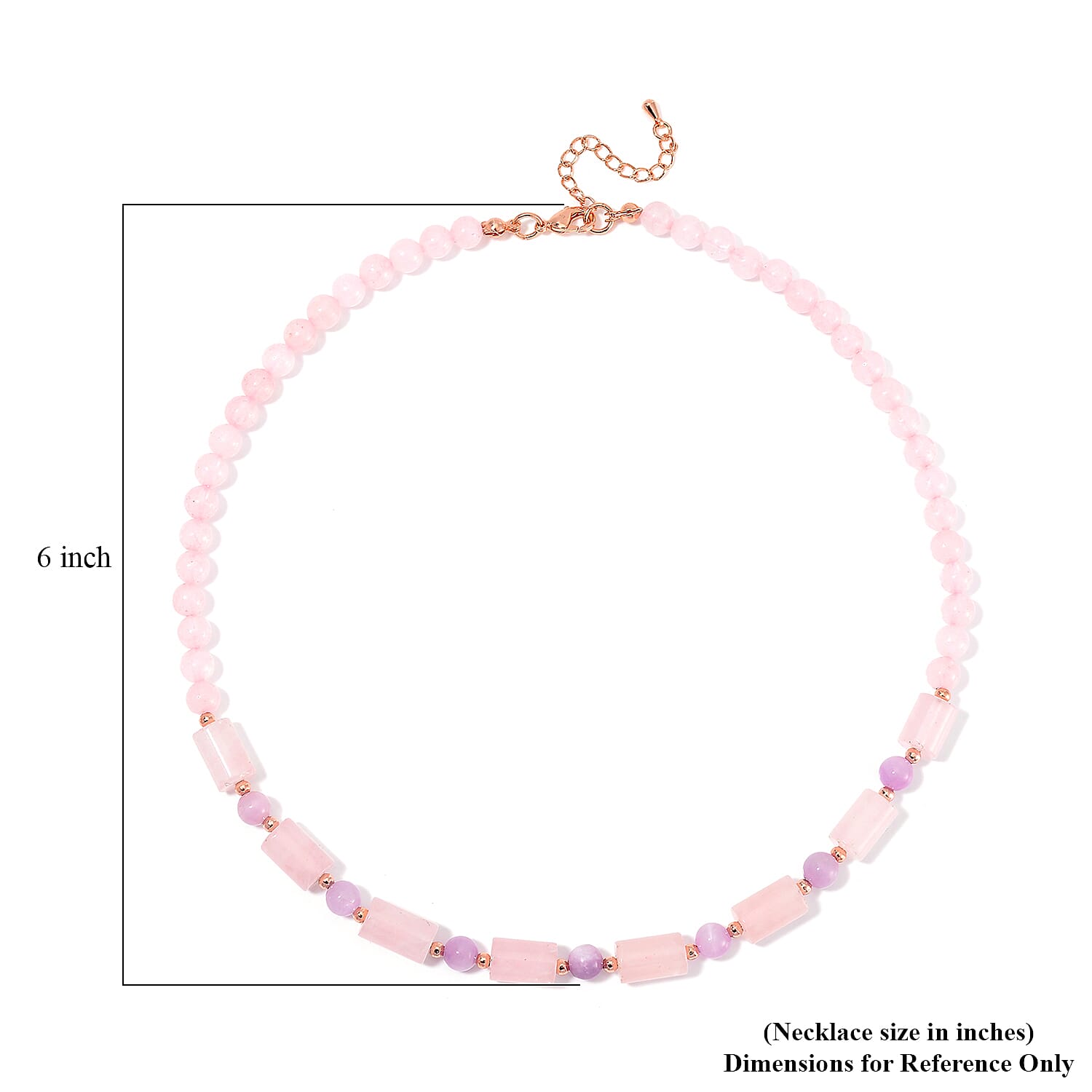 Galilea Rose Quartz and Kunzite 135.00 ctw Necklace 18-20 Inches in Rosetone 