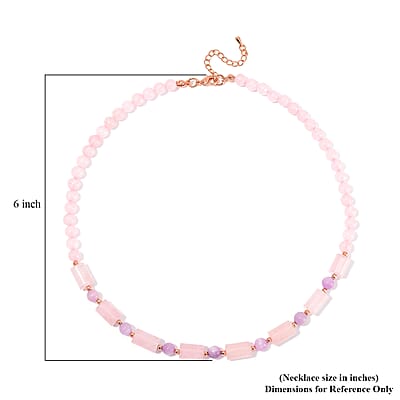 Galilea Rose Quartz and Kunzite 135.00 ctw Necklace 18-20 Inches in Rosetone 