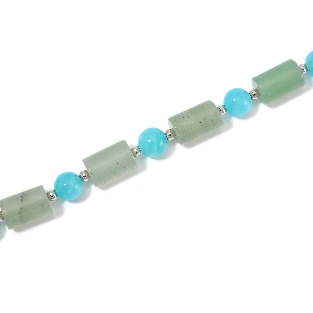 Green Aventurine and Amazonite 135 ctw Necklace 18-20 Inches in Silvertone image number 3