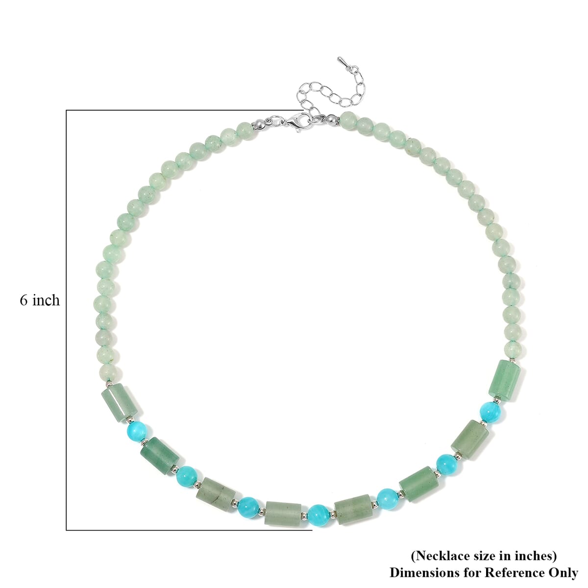 Green Aventurine and Amazonite 135 ctw Necklace 18-20 Inches in Silvertone image number 5