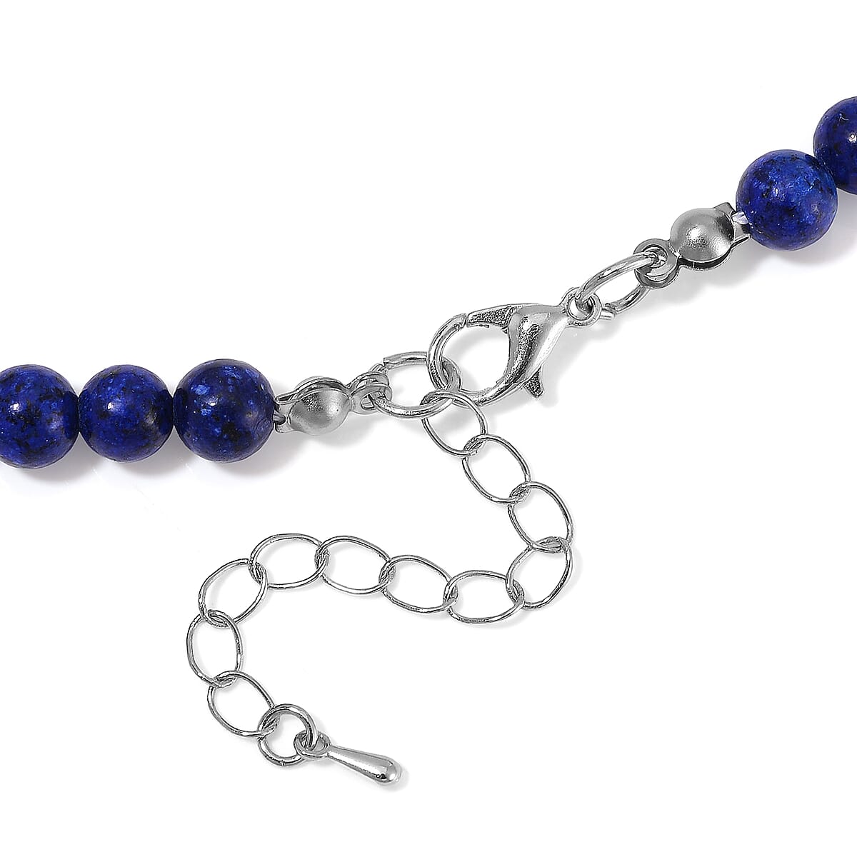 Lapis Lazuli and Blue Apatite 135 ctw Necklace 18-20 Inches in Silvertone  image number 4