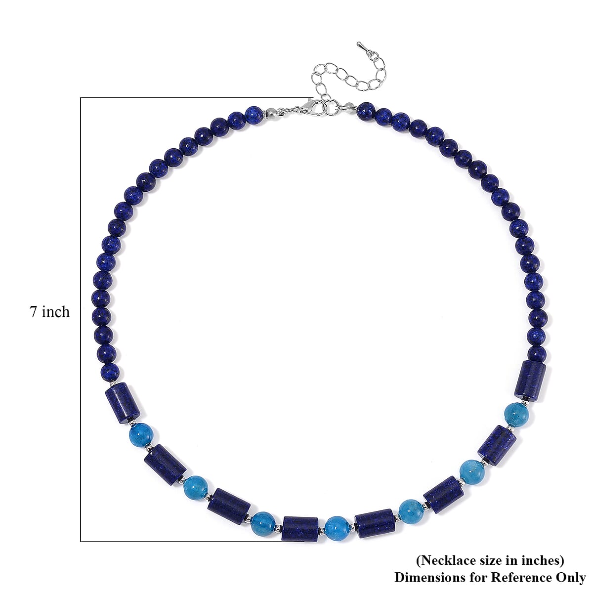 Lapis Lazuli and Blue Apatite 135 ctw Necklace 18-20 Inches in Silvertone  image number 5