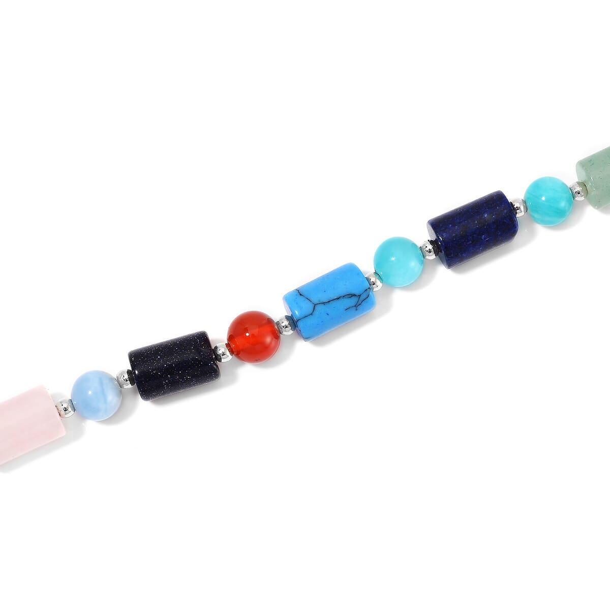 Multi Gemstones and Multi Beryl 135 ctw Necklace 18-20 Inches in Silvertone  image number 2