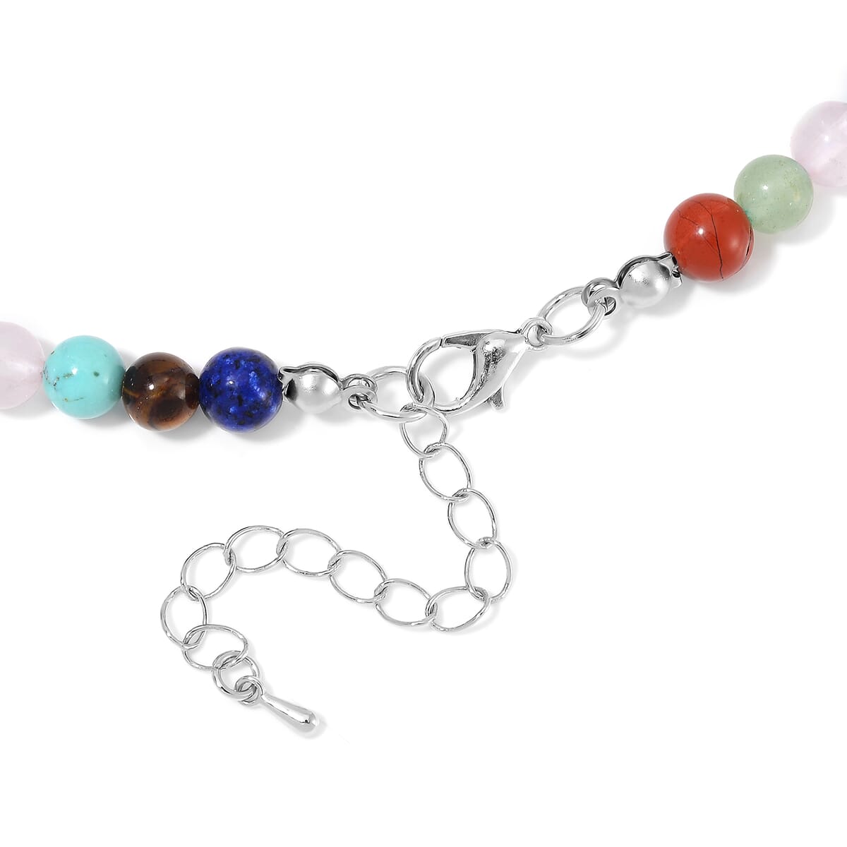 Multi Gemstones and Multi Beryl 135 ctw Necklace 18-20 Inches in Silvertone  image number 4