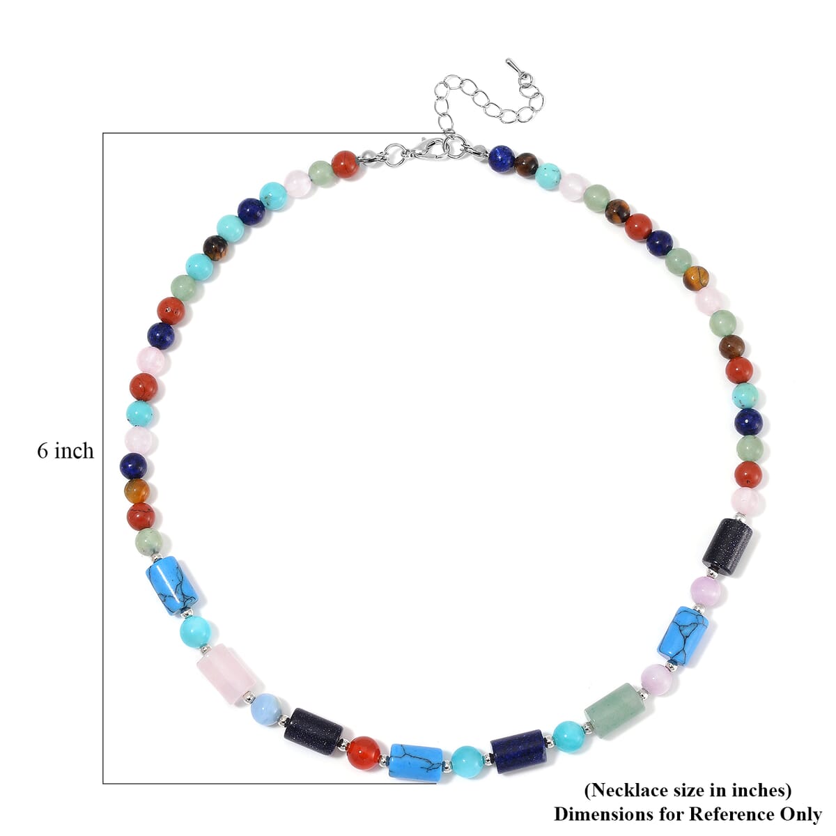 Multi Gemstones and Multi Beryl 135 ctw Necklace 18-20 Inches in Silvertone  image number 5