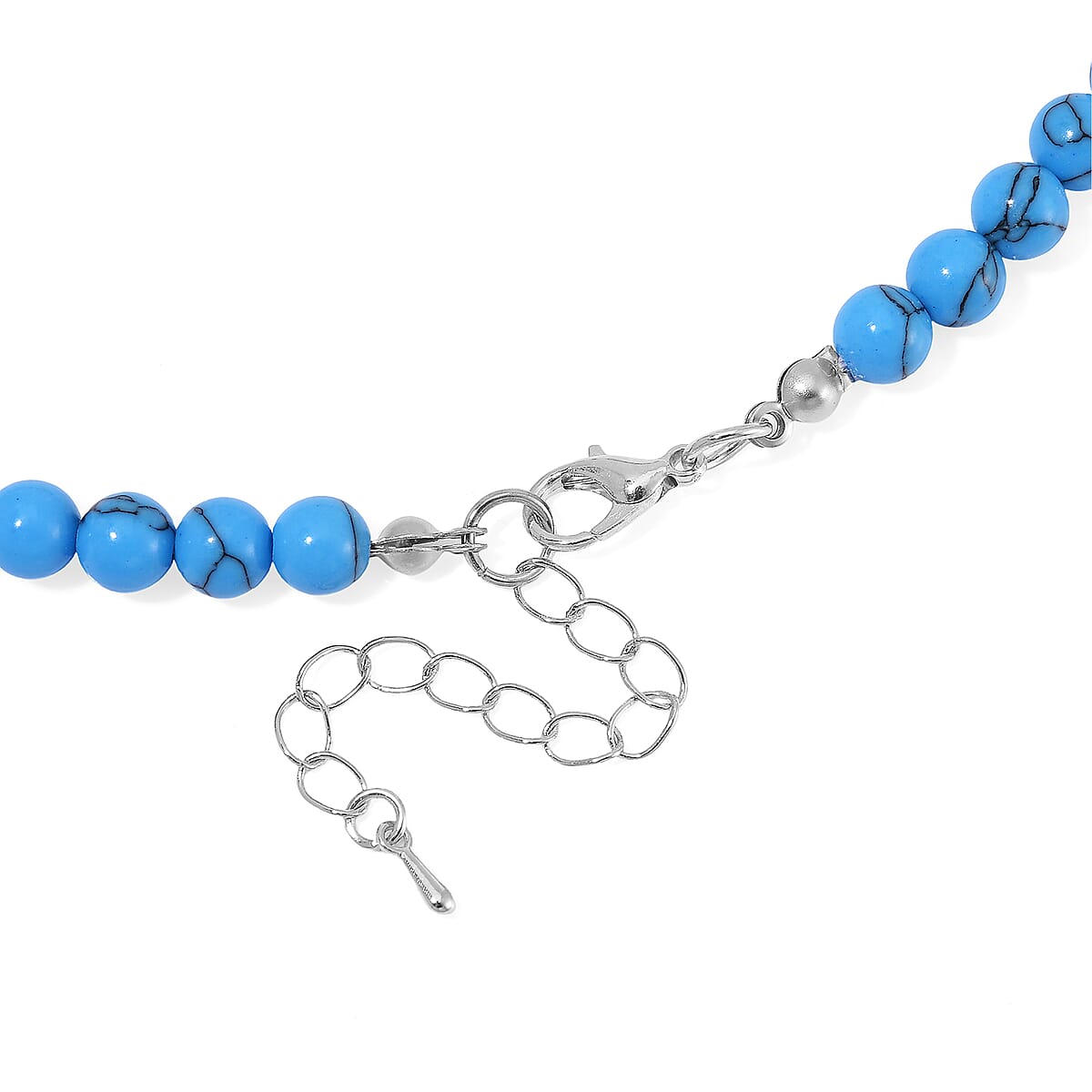 Constituted Blue Howlite, Aquamarine 135.00 ctw Necklace 18-20 Inches in Silvertone  image number 4