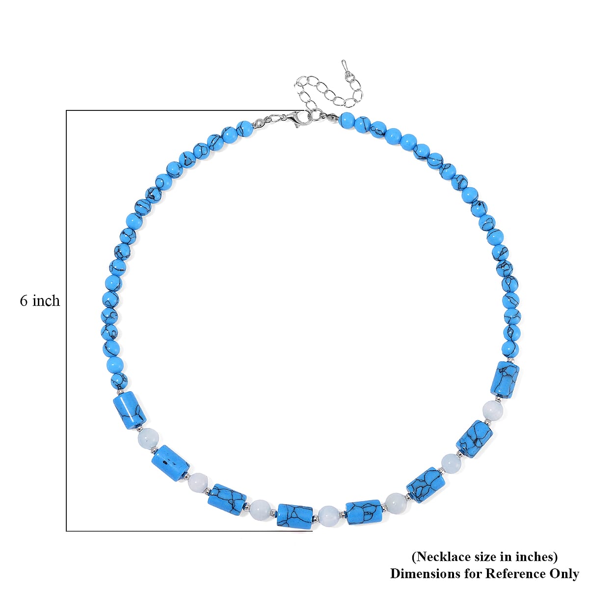 Constituted Blue Howlite, Aquamarine 135.00 ctw Necklace 18-20 Inches in Silvertone  image number 5