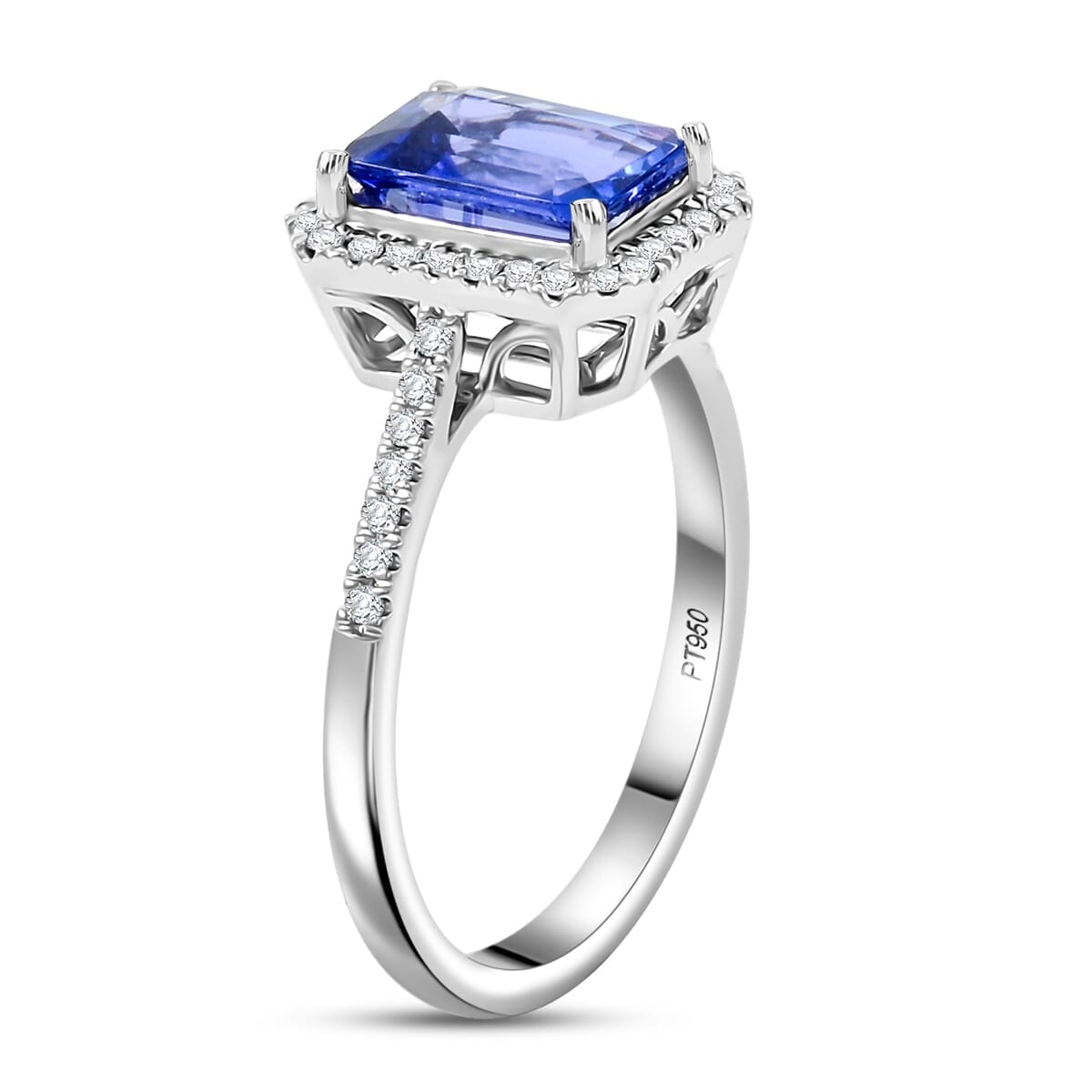 Certified & Appraised Rhapsody AAAA Tanzanite and E-F VS Diamond 3.00 ctw Ring in 950 Platinum (Size 10.0) 5.7 Grams image number 3