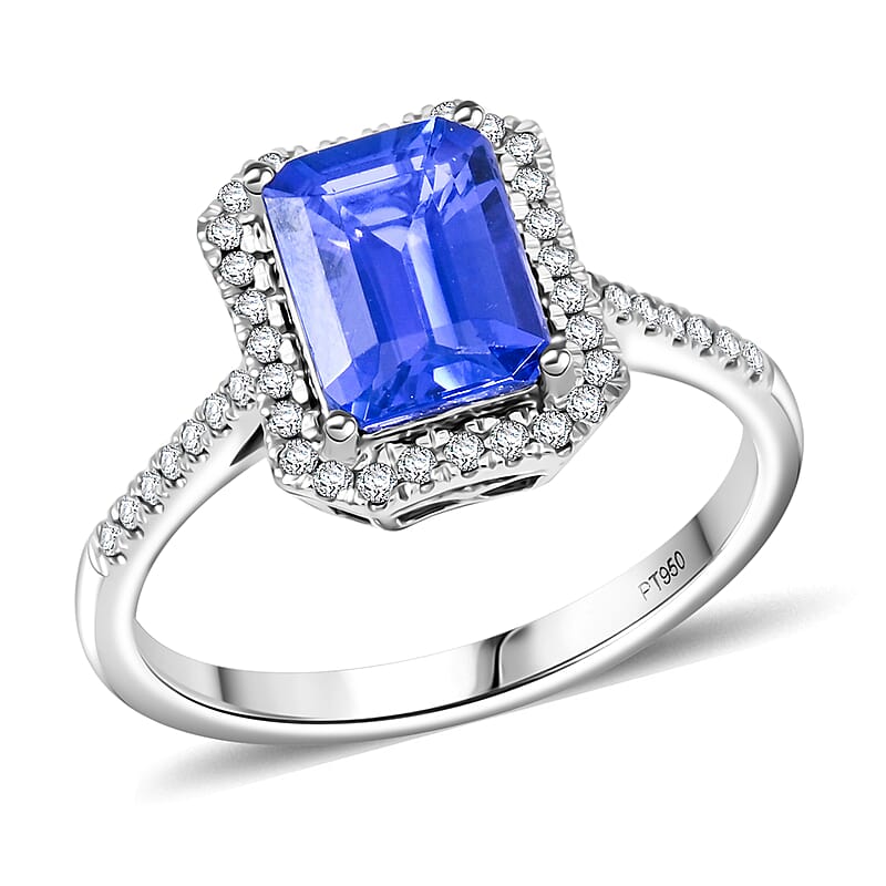Certified & Appraised Rhapsody AAAA Tanzanite and E-F VS Diamond 3.00 ctw Ring in 950 Platinum (Size 7.0) 5.7 Grams