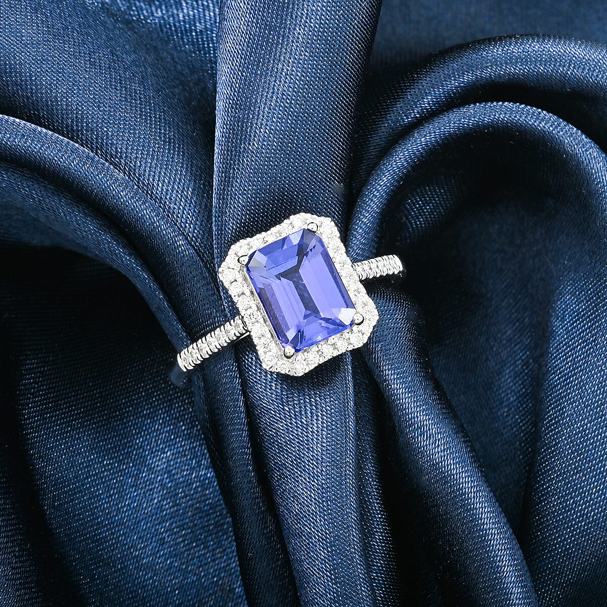 Certified & Appraised Rhapsody AAAA Tanzanite and E-F VS Diamond 3.00 ctw Ring in 950 Platinum (Size 7.0) 5.7 Grams image number 1