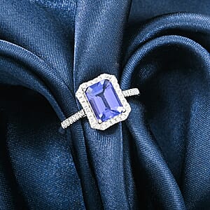 Certified & Appraised Rhapsody 950 Platinum AAAA Tanzanite, Diamond (E-F, VS) (0.30 cts) Ring (Size 8.5) (5.7 g) 3.00 ctw