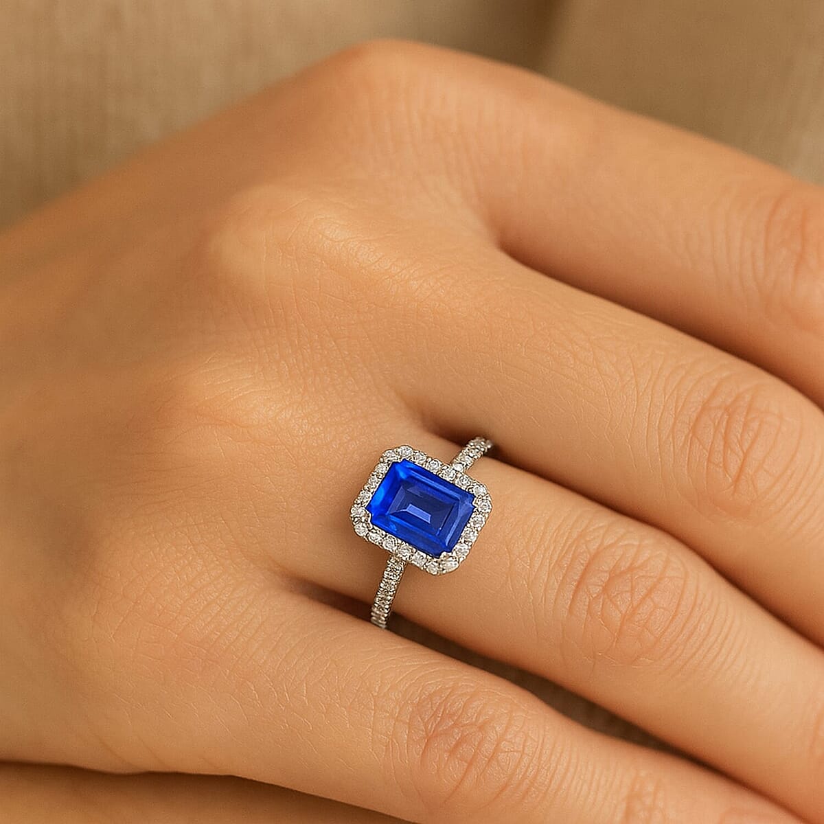 Certified & Appraised Rhapsody 950 Platinum AAAA Tanzanite, Diamond (E-F, VS) (0.30 cts) Ring (Size 9.5) (5.7 g) 3.00 ctw image number 2