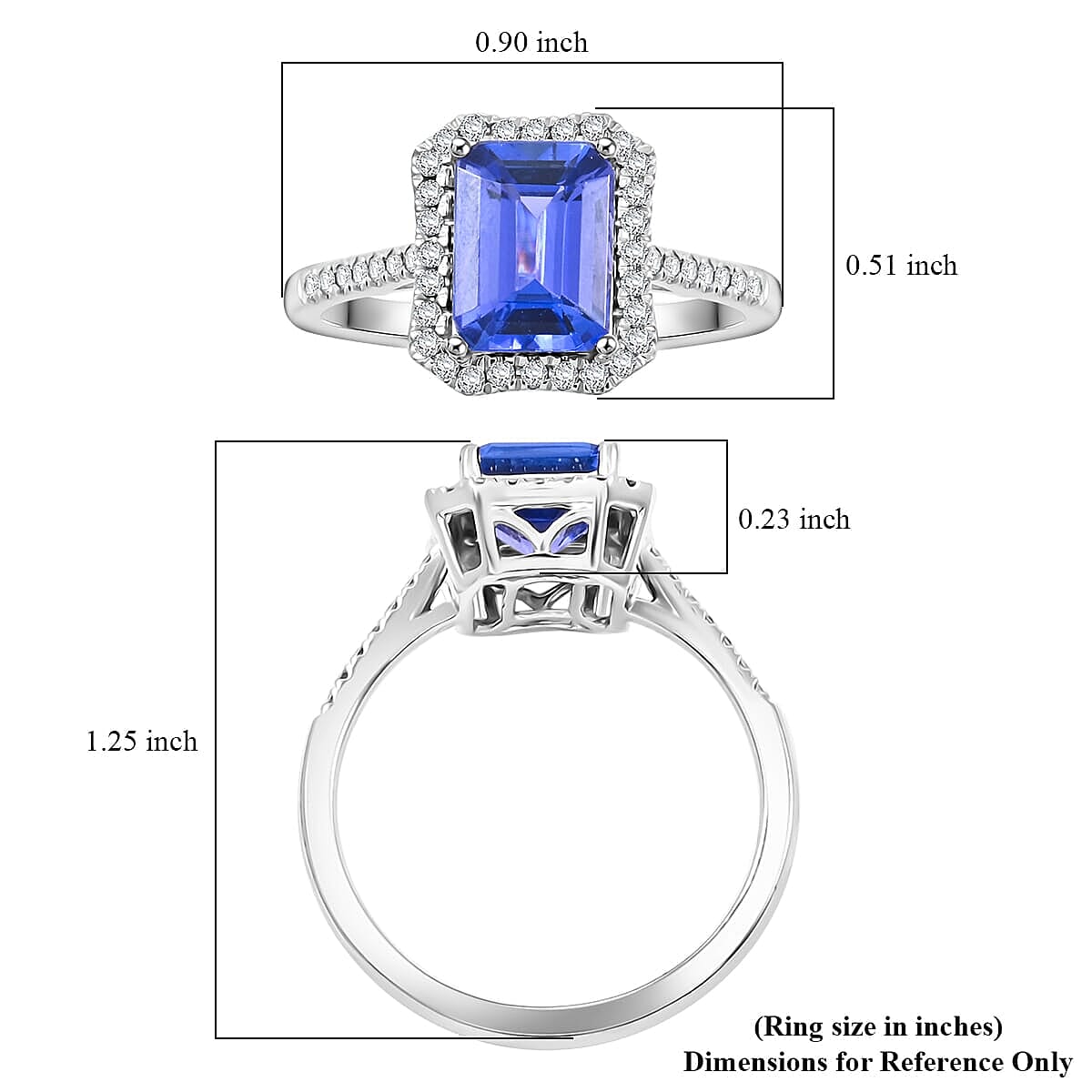 Certified & Appraised Rhapsody 950 Platinum AAAA Tanzanite, Diamond (E-F, VS) (0.30 cts) Ring (Size 9.5) (5.7 g) 3.00 ctw image number 5