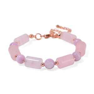 Galilea Rose Quartz and Kunzite 55 ctw Bracelet in Rosetone (6.5-8.5In) 