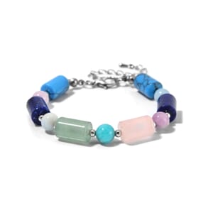 Multi Gemstones and Multi Beryl 55.00 ctw Bracelet in Silvertone (6.5-8.5In) 