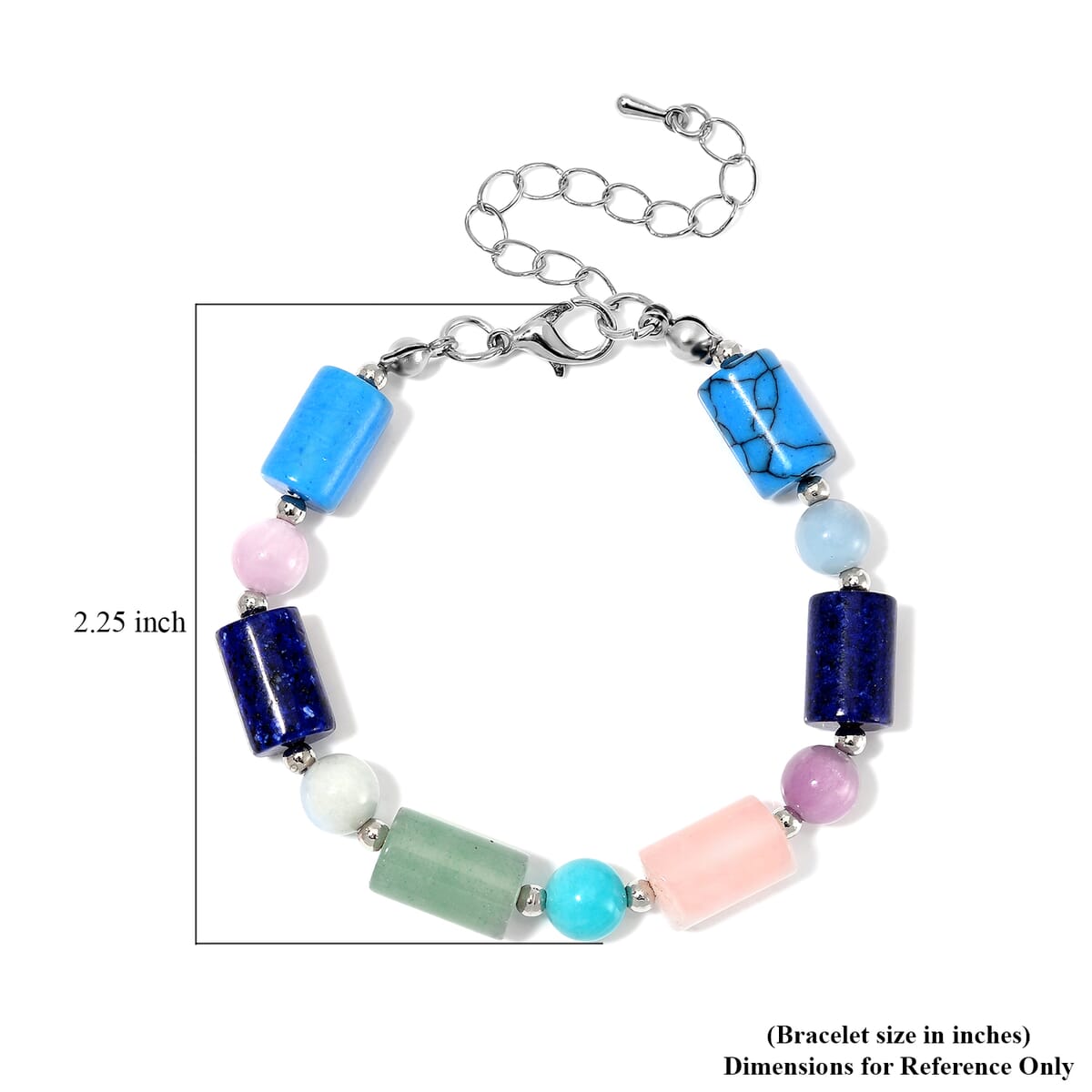 Multi Gemstones and Multi Beryl 55.00 ctw Bracelet in Silvertone (6.5-8.5In)  image number 4