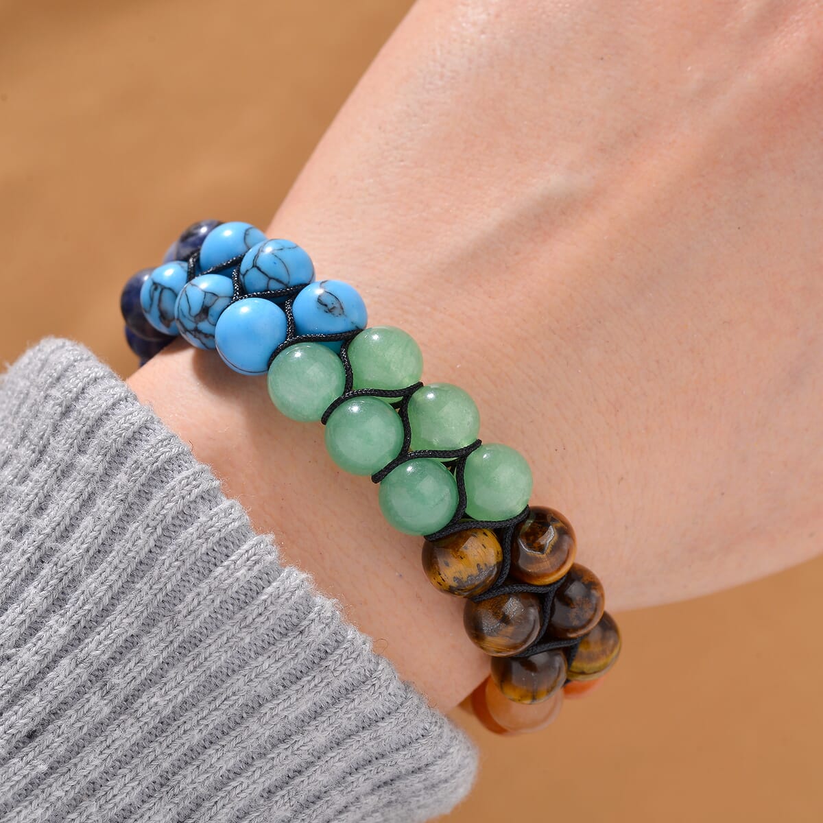 Multi Gemstones 150.00 ctw Stretch Bracelet  image number 1