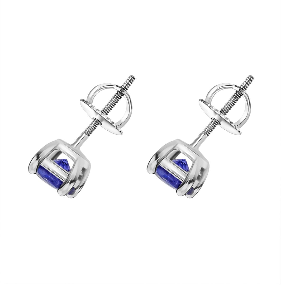 Certified & Appraised Rhapsody AAAA Tanzanite 1.10 ctw Solitaire Stud Earrings in 950 Platinum  image number 3