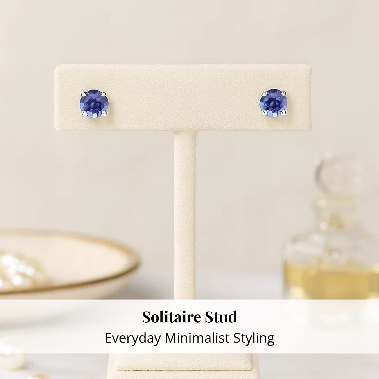 Certified & Appraised Rhapsody AAAA Tanzanite 1.10 ctw Solitaire Stud Earrings in 950 Platinum 