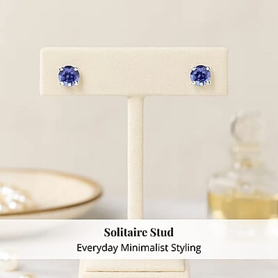 Certified & Appraised Rhapsody AAAA Tanzanite 1.10 ctw Solitaire Stud Earrings in 950 Platinum 