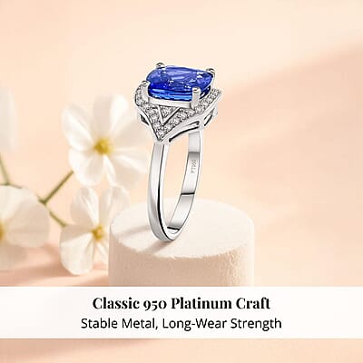 Certified & Appraised Rhapsody AAAA Tanzanite and E-F VS Diamond 4.50 ctw Ring in 950 Platinum (Size 10.0) 6.47 Grams