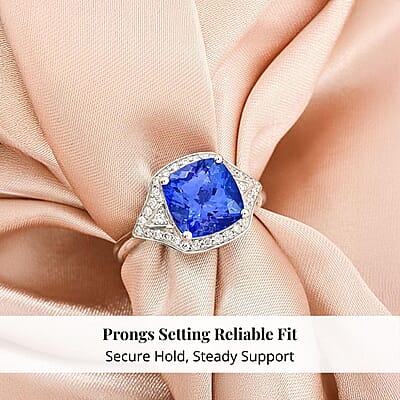 Certified & Appraised Rhapsody AAAA Tanzanite and E-F VS Diamond 4.50 ctw Ring in 950 Platinum (Size 10.0) 6.47 Grams