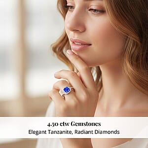 Certified & Appraised Rhapsody AAAA Tanzanite and E-F VS Diamond 4.50 ctw Ring in 950 Platinum (Size 6.0) 6.47 Grams