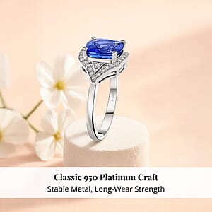 Certified & Appraised Rhapsody AAAA Tanzanite and E-F VS Diamond 4.50 ctw Ring in 950 Platinum (Size 6.5) 6.47 Grams