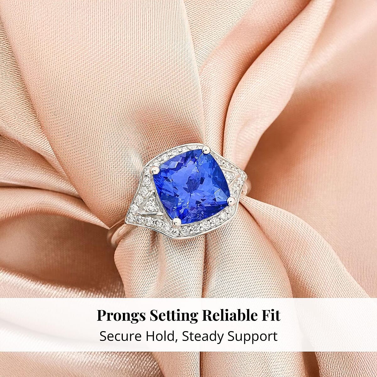 Certified & Appraised Rhapsody AAAA Tanzanite and E-F VS Diamond 4.50 ctw Ring in 950 Platinum (Size 6.5) 6.47 Grams image number 3