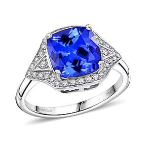 Certified & Appraised Rhapsody AAAA Tanzanite and E-F VS Diamond 4.50 ctw Ring in 950 Platinum (Size 7.5) 6.47 Grams