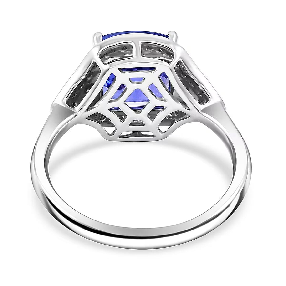 Certified & Appraised Rhapsody AAAA Tanzanite and E-F VS Diamond 4.50 ctw Ring in 950 Platinum (Size 8.5) 6.47 Grams image number 6