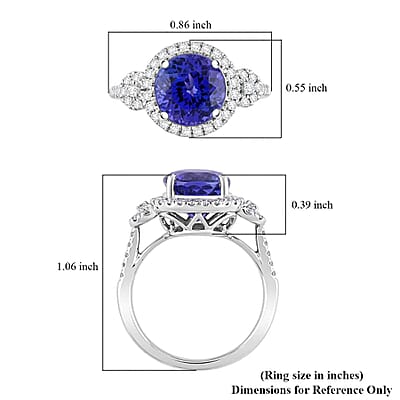 Certified & Appraised Rhapsody AAAA Tanzanite and E-F VS Diamond 3.50 ctw Ring in 950 Platinum (Size 10.0) 5.73 Grams