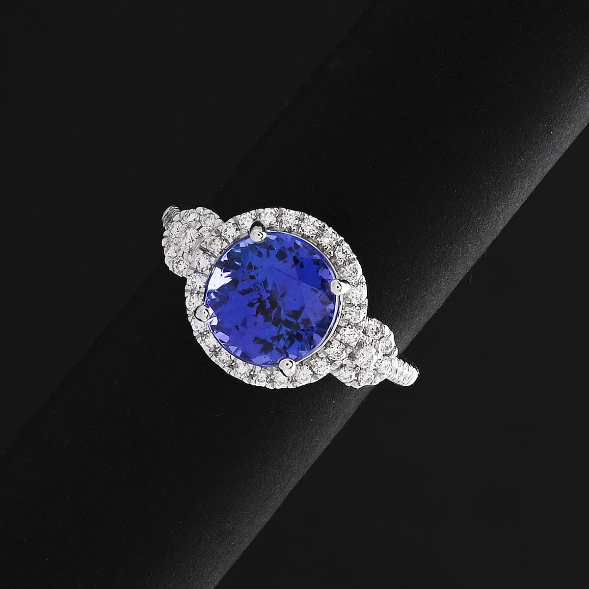Certified & Appraised Rhapsody 950 Platinum AAAA Tanzanite, Diamond (E-F, VS) (0.38 cts) Ring (Size 10.5) (5.73 g) 3.50 ctw image number 1