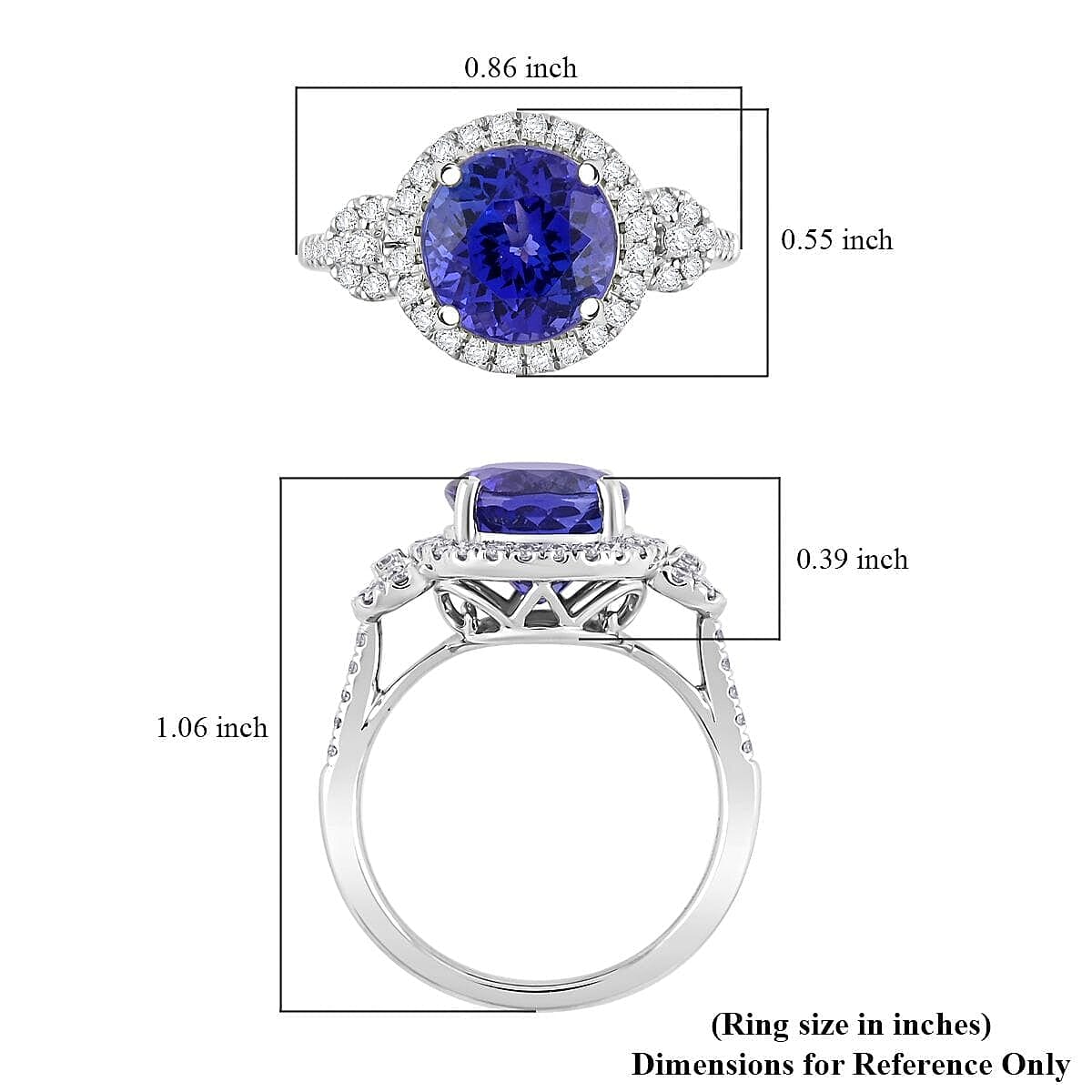 Certified & Appraised Rhapsody 950 Platinum AAAA Tanzanite, Diamond (E-F, VS) (0.38 cts) Ring (Size 9.5) (5.73 g) 3.50 ctw image number 5