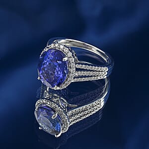 Certified & Appraised Rhapsody AAAA Tanzanite and E-F VS Diamond 4.75 ctw Ring in 950 Platinum (Size 10.0) 6.32 Grams