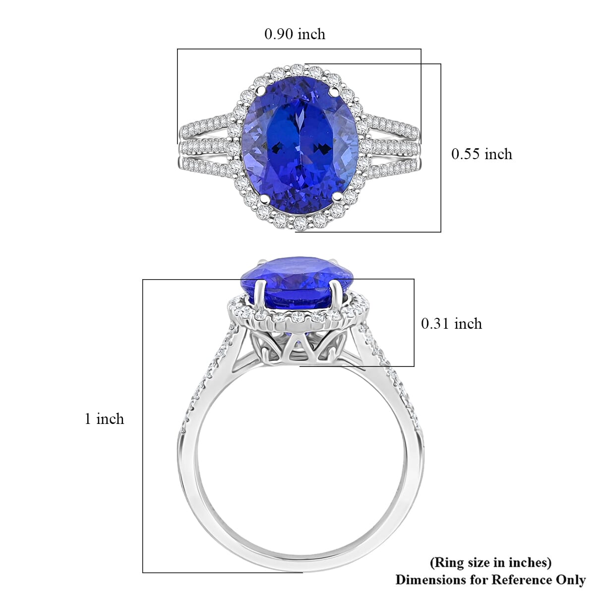 Certified & Appraised Rhapsody AAAA Tanzanite and E-F VS Diamond 4.75 ctw Ring in 950 Platinum (Size 10.0) 6.32 Grams image number 5