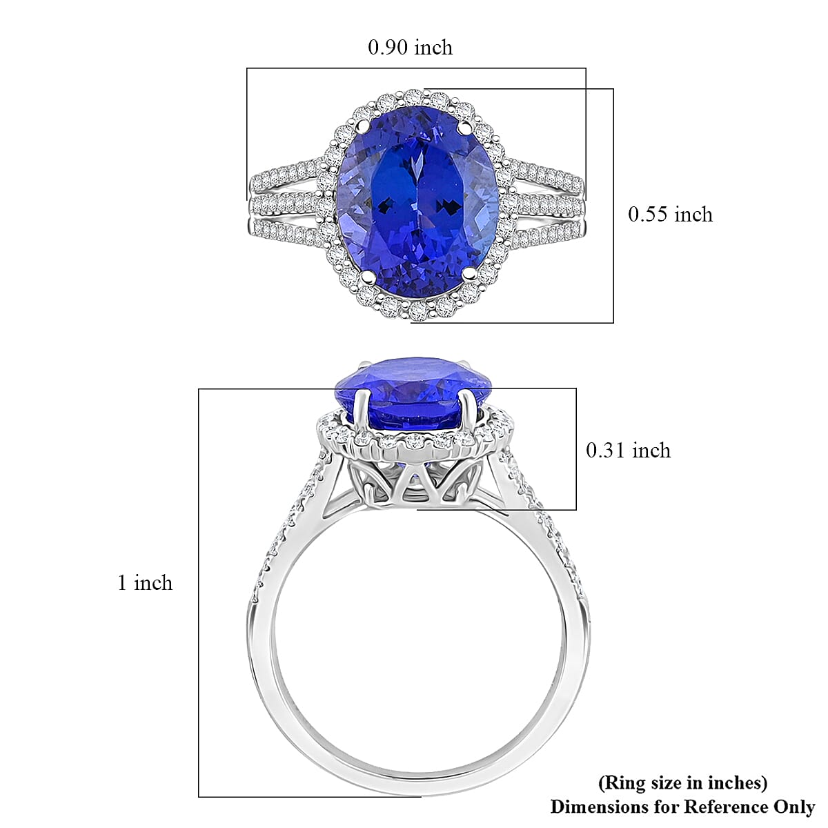 Certified & Appraised Rhapsody AAAA Tanzanite and E-F VS Diamond 4.75 ctw Ring in 950 Platinum (Size 7.0) 6.32 Grams image number 5