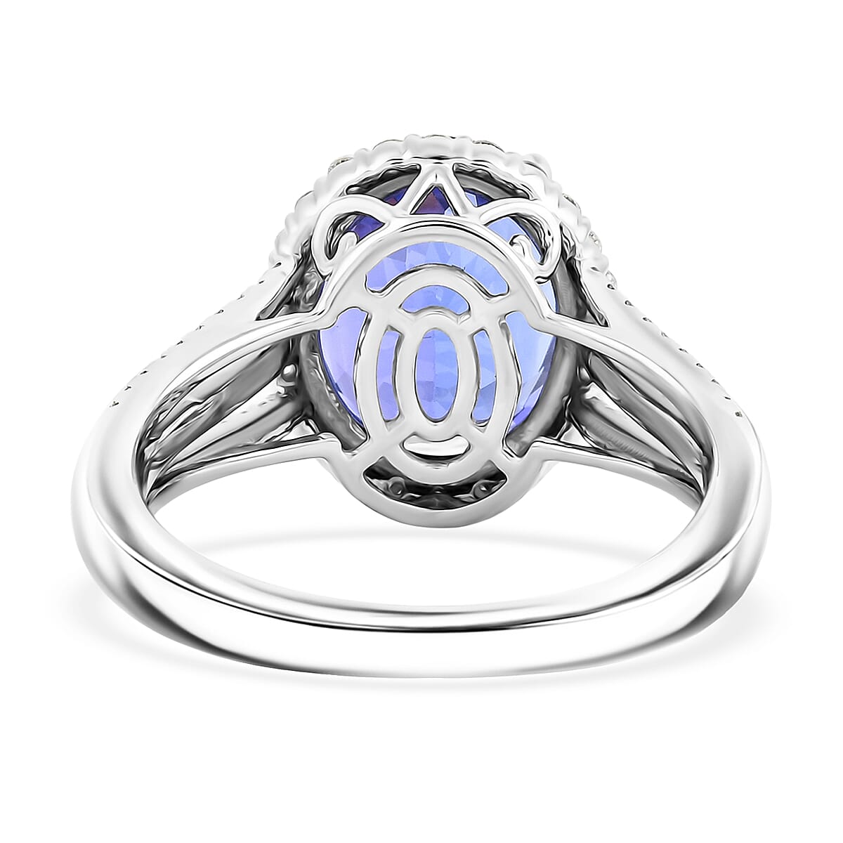 Certified & Appraised Rhapsody AAAA Tanzanite and E-F VS Diamond 4.75 ctw Ring in 950 Platinum (Size 9.5) 6.32 Grams image number 4