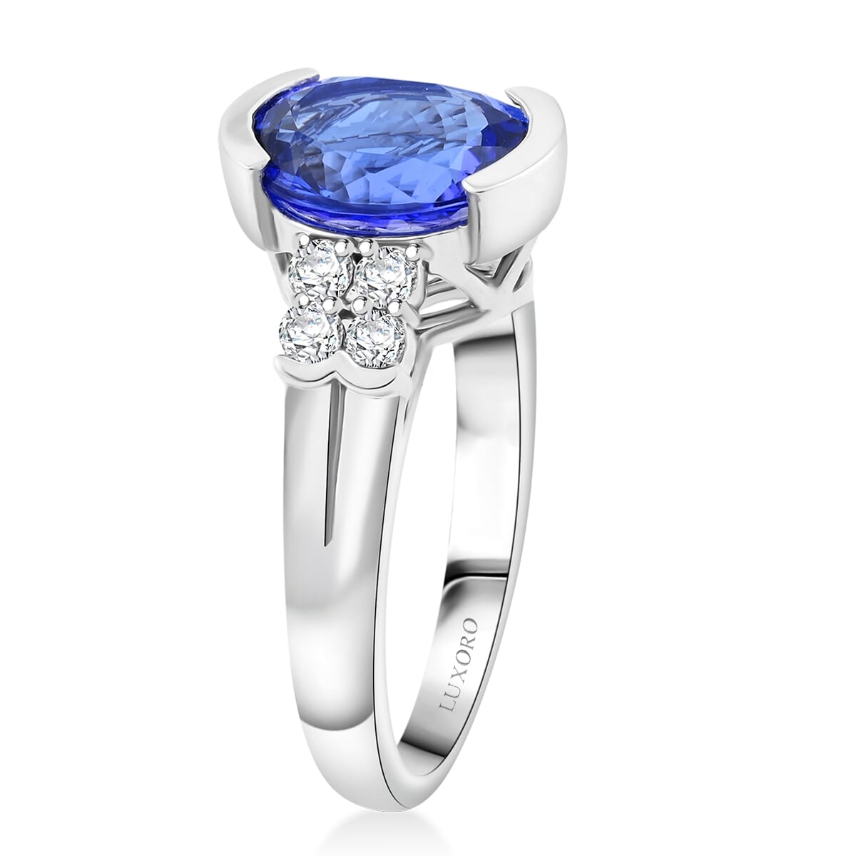 Certified & Appraised Luxoro AAA Tanzanite and I2 Diamond 3.00 ctw Ring in 10K White Gold (Size 10.0) image number 3
