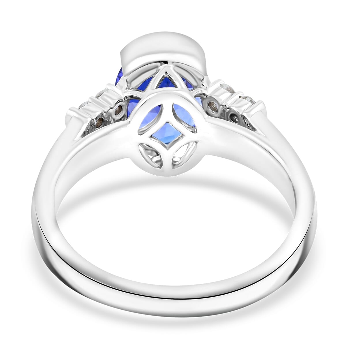 Certified & Appraised Luxoro AAA Tanzanite and I2 Diamond 3.00 ctw Ring in 10K White Gold (Size 10.0) image number 4